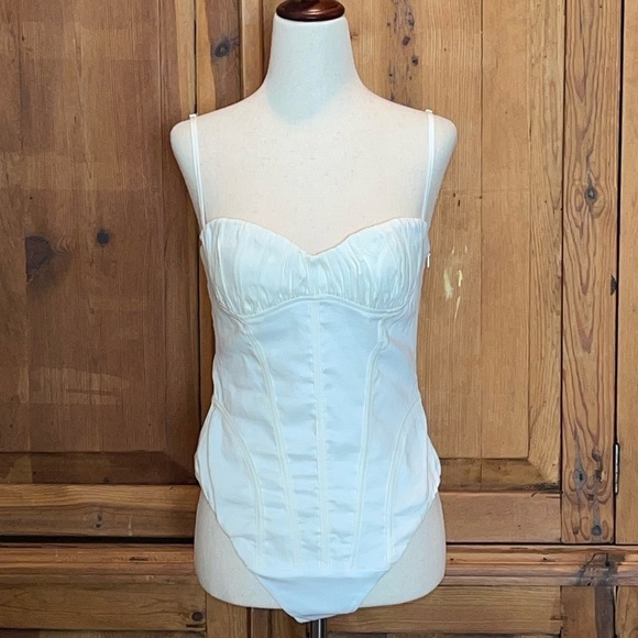 NWT Zara Ivory/White Linen Blend Corset Sz. MD - Picture 12 of 15